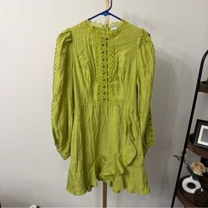 Fashion Nova Lime Green Lace Accent Blouse